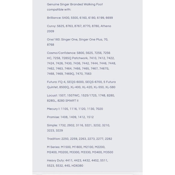 SINGER Even Fee Walking Presser Foot Quilting Sewing Sew Part # 250060096 New - Picture 7 of 8